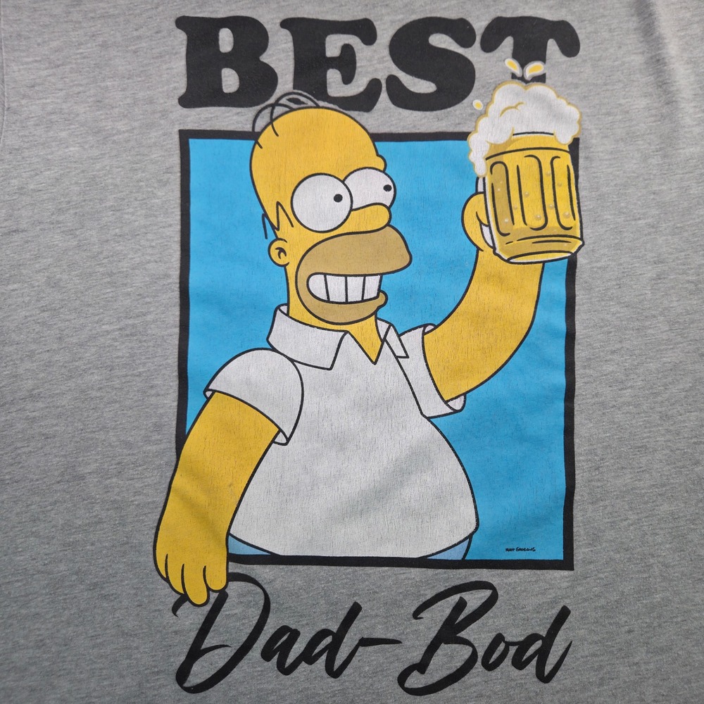 The Simpsons Homer Simpson Dad Bod Shirt Mens‎ 3XL Grey Cotton Blend Graphic Tee